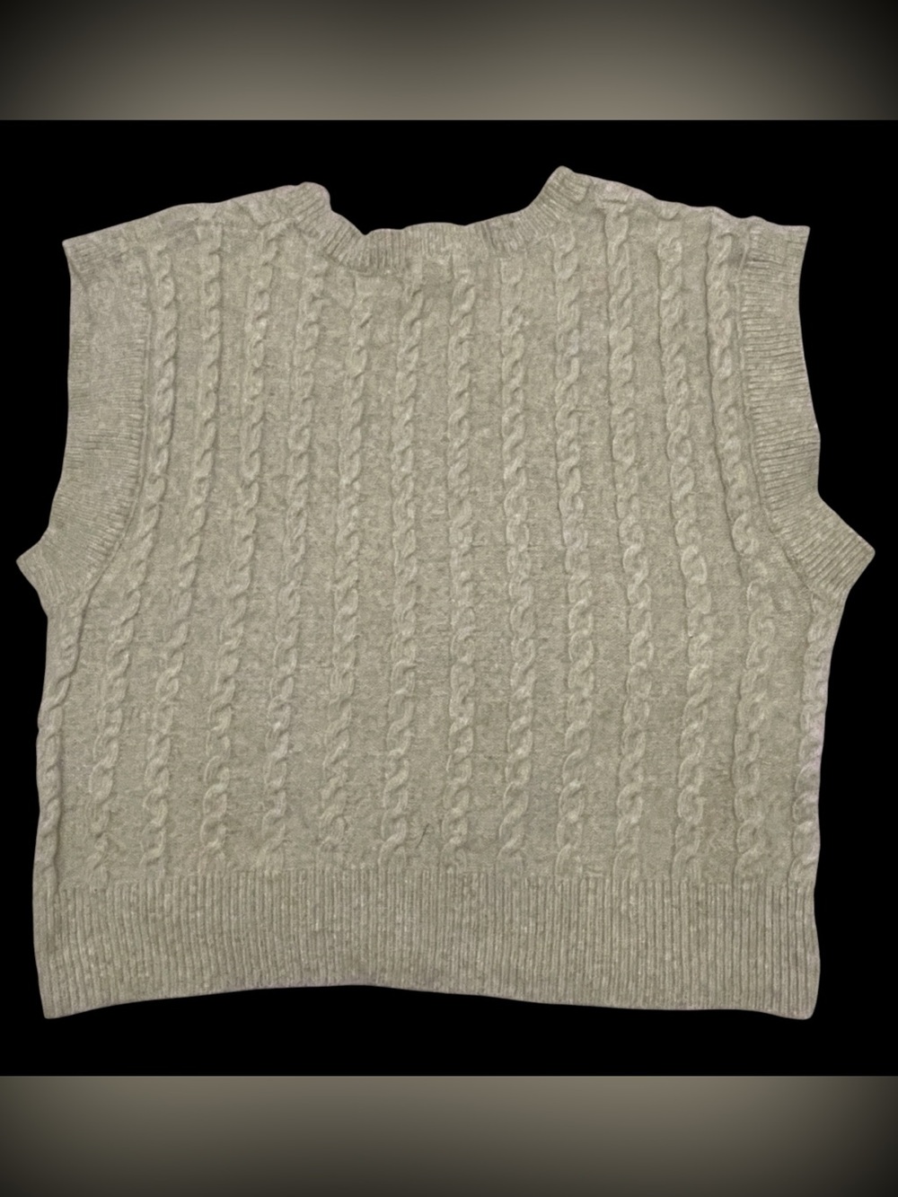 Cupcakes and Cashmere Cable Knit V-Neck Sweater Vest - Light Beige - Picture 5 of 7